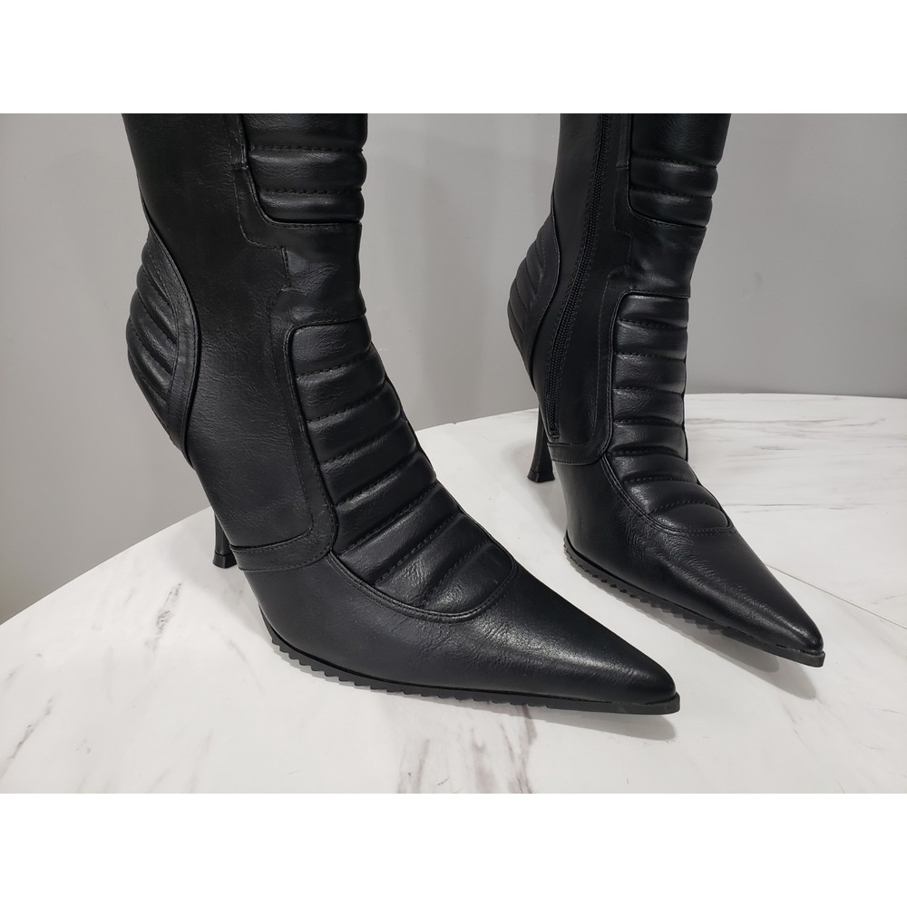 NEW‎ SZ 10 Dolls Kill Generation Kiss Motocrossed Knee High MOTO heel boots tall - Picture 5 of 10